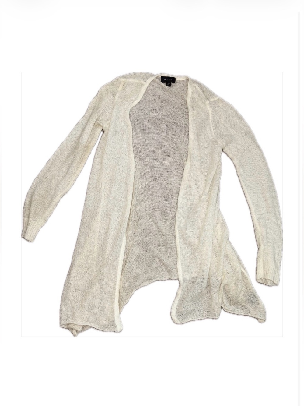 AB Studio Cream Mohair Knit Cardigan Sweater